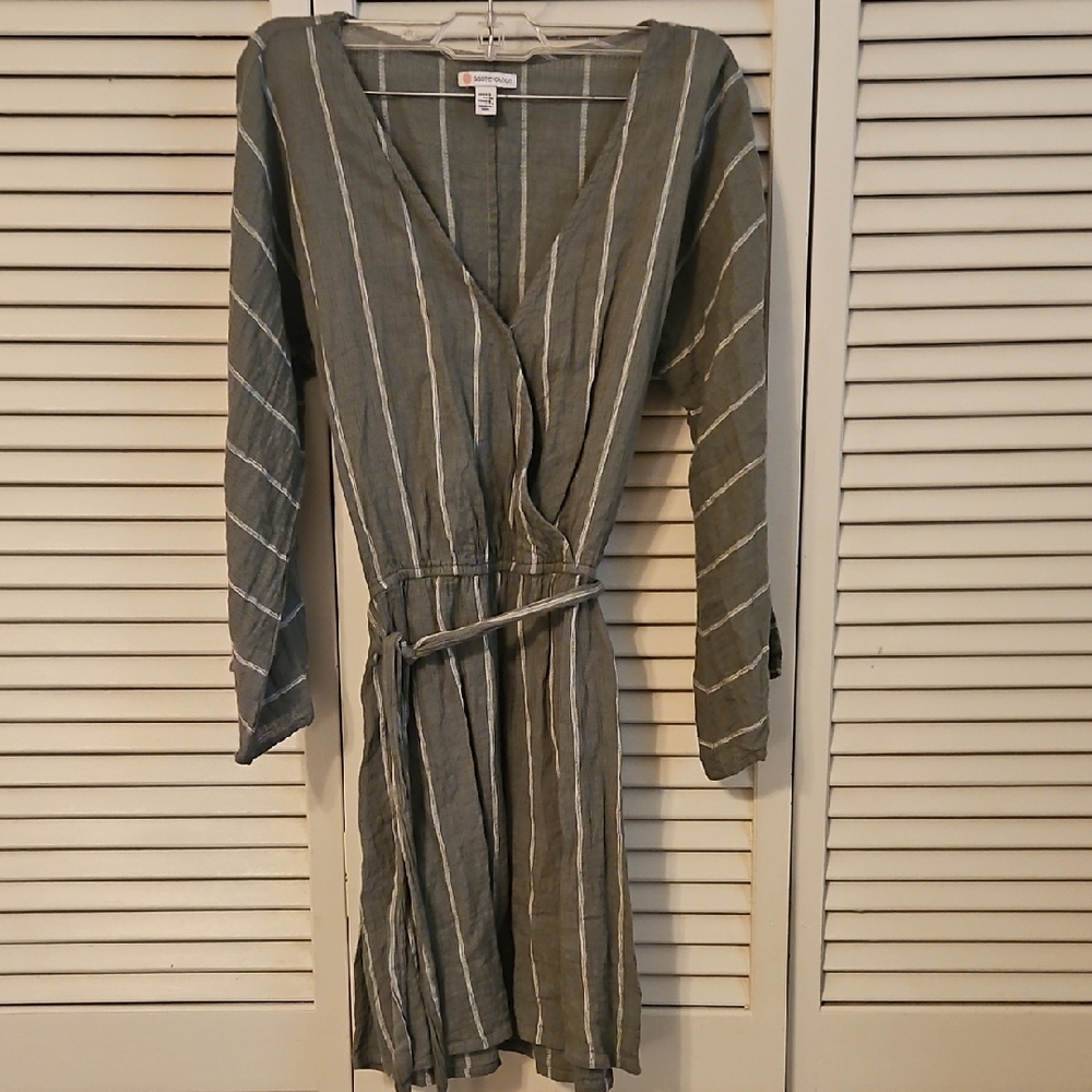 Striped V-Neck Wrap Dress